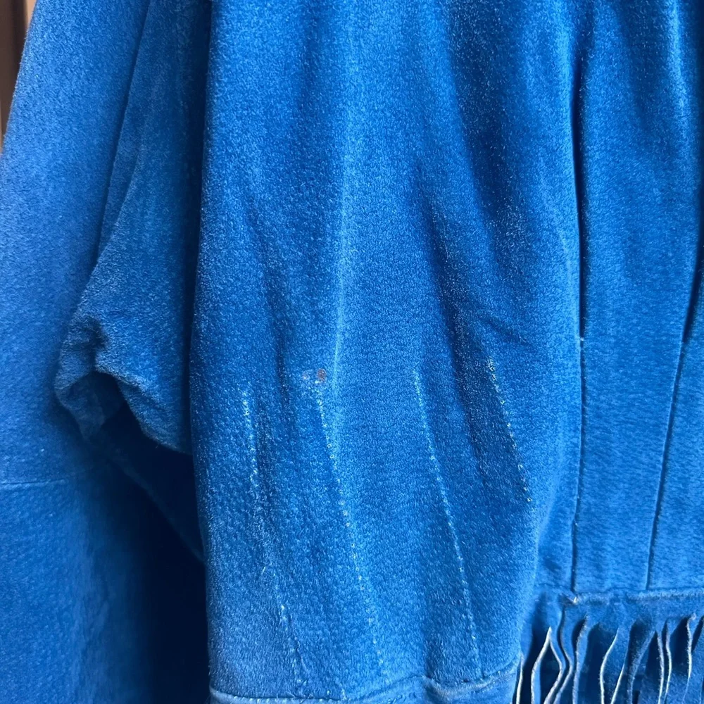 Vintage Blue Suede Fringe Cropped Jacket Western Boho Cowgirl M - Picture 7 of 9